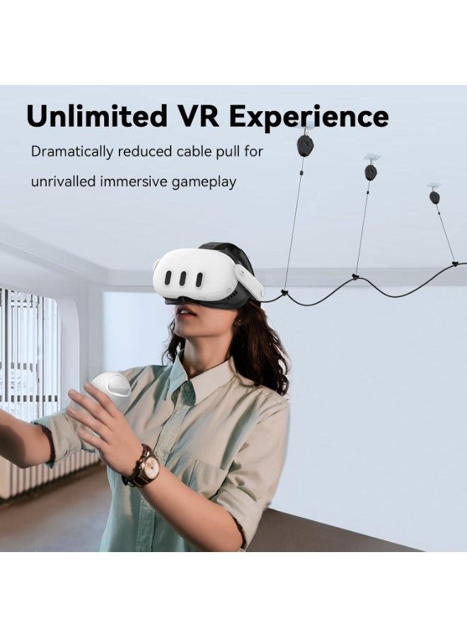 AMVR VR Cable Management for Quest 3S/, 6 Packs Retractable Ceiling Pulley System for Quest 3S/3/2/PSVR/Rift/Rift S/Valve Index/HTC Vive/Vive Pro/HP Reverb G2 Link Cable (Black) - Image 3