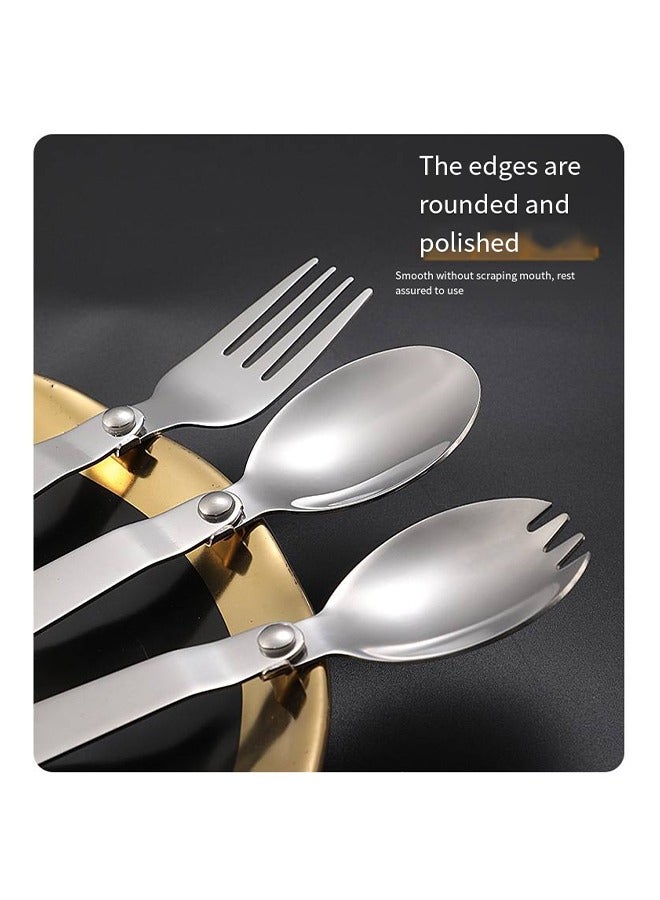 Portable 3-Piece Foldable Cutlery Set with Case, Stainless Steel Spoon and Fork for Travel, Camping, and Outdoor Activities - Image 4