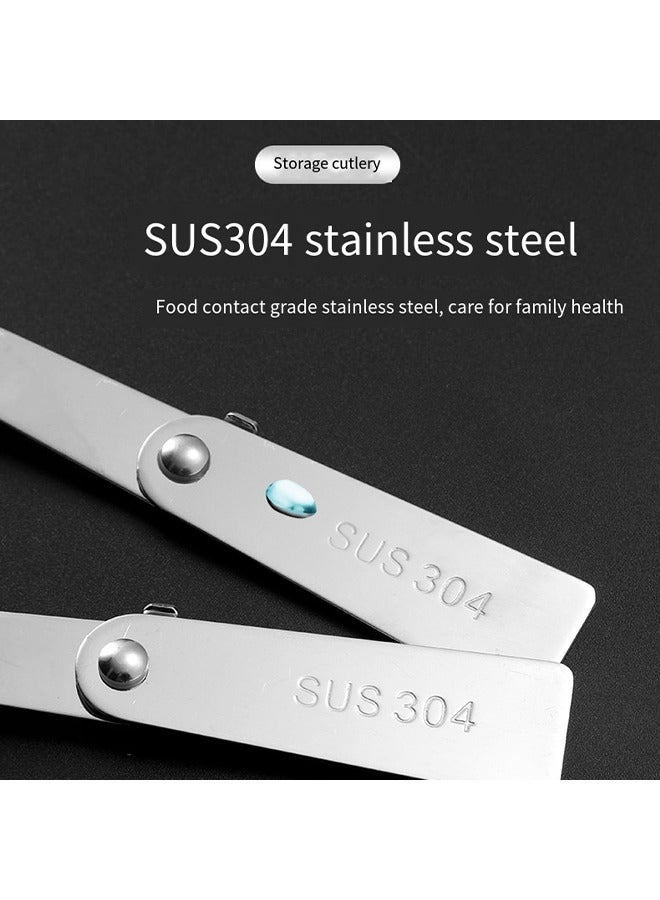 Portable 3-Piece Foldable Cutlery Set with Case, Stainless Steel Spoon and Fork for Travel, Camping, and Outdoor Activities - Image 3