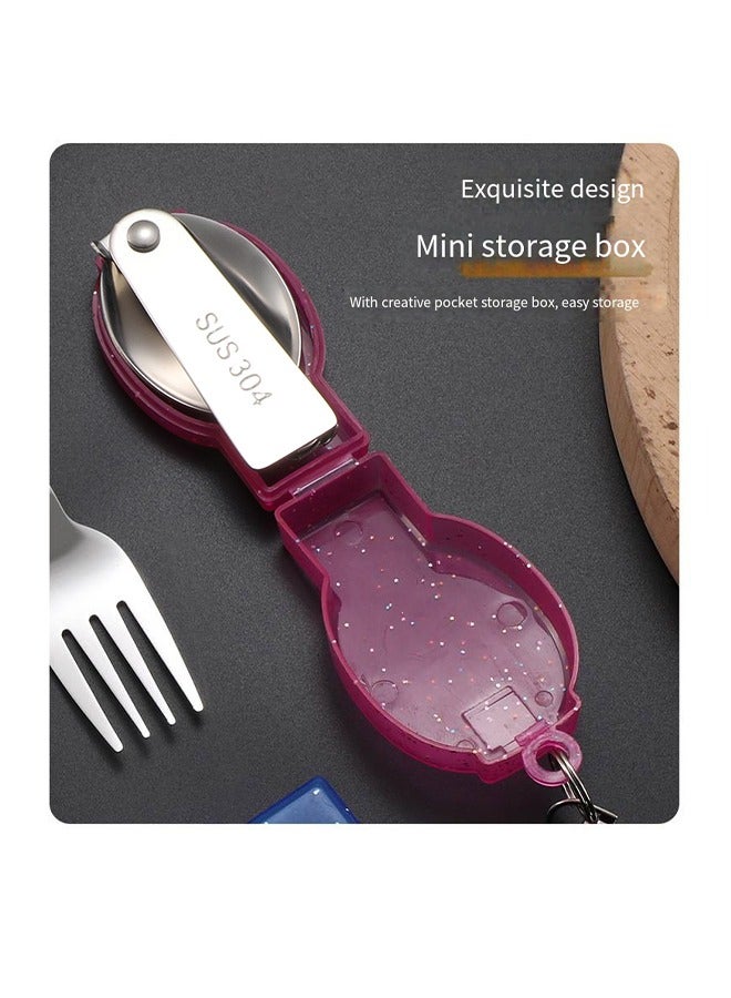 Portable 3-Piece Foldable Cutlery Set with Case, Stainless Steel Spoon and Fork for Travel, Camping, and Outdoor Activities - Image 5