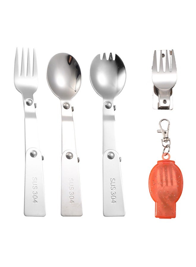 Portable 3-Piece Foldable Cutlery Set with Case, Stainless Steel Spoon and Fork for Travel, Camping, and Outdoor Activities - Image 1