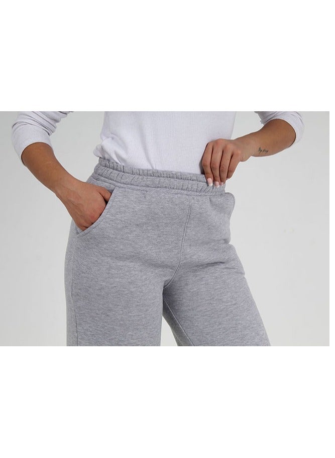 Wide-leg grey cotton trousers for women - Image 4
