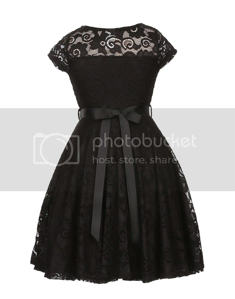 iGirlDress Big Girls Floral Lace Flower Girls Dresses Black 10 - Image 3