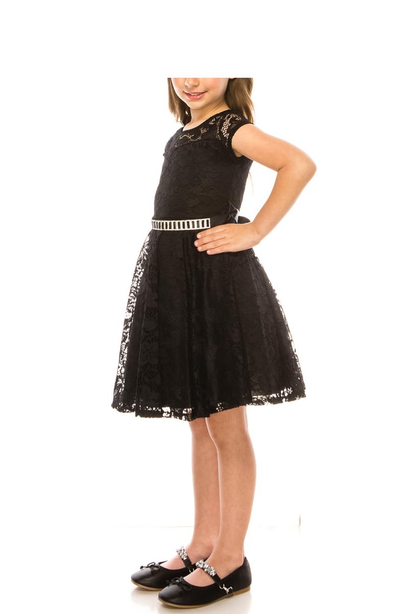 iGirlDress Big Girls Floral Lace Flower Girls Dresses Black 10 - Image 5