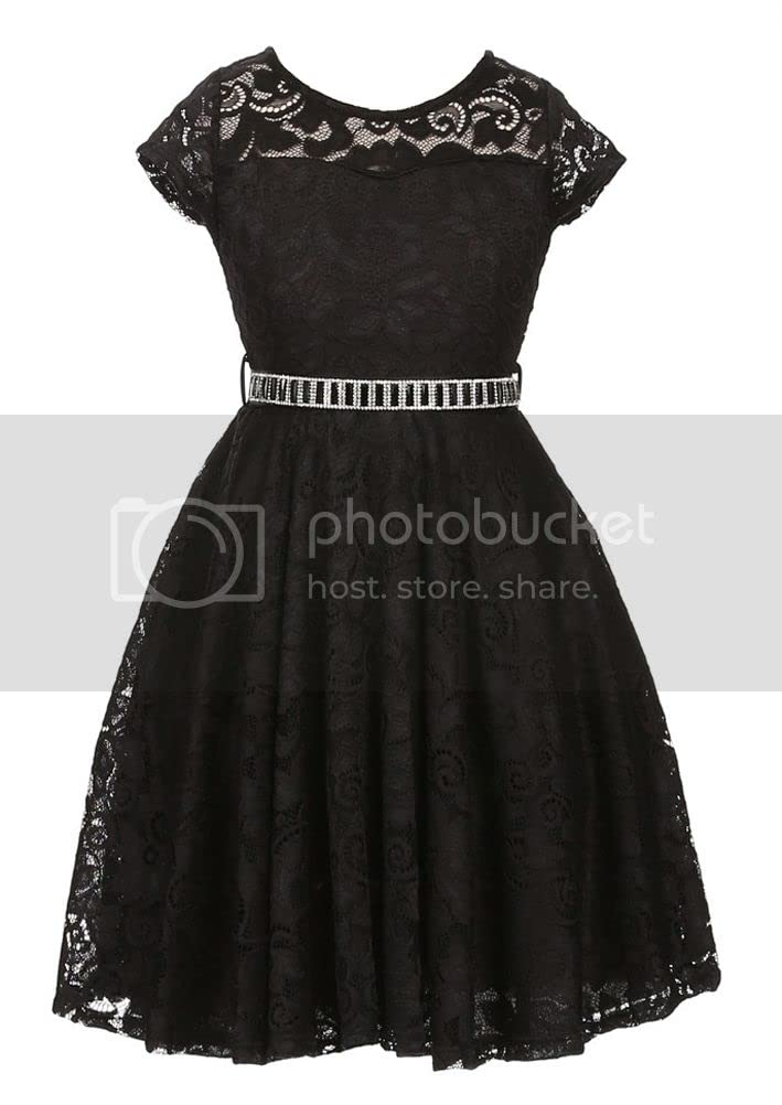 iGirlDress Big Girls Floral Lace Flower Girls Dresses Black 10 - Image 2