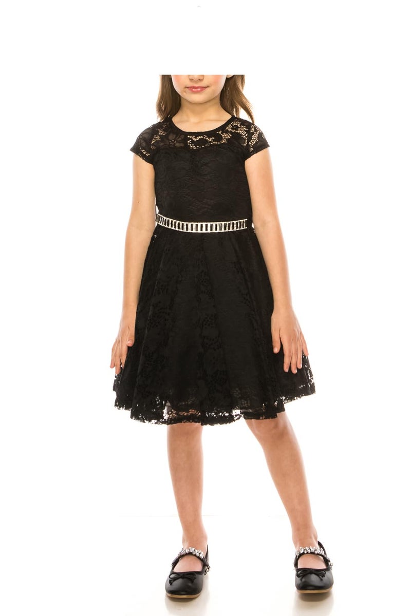 iGirlDress Big Girls Floral Lace Flower Girls Dresses Black 10 - Image 4