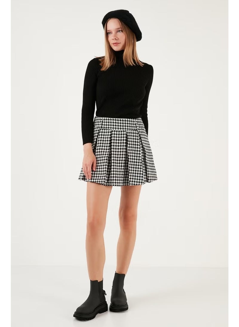 Lela تنورة قصيرة مطوية من مزيج القطن والصوف بنمط هوندستوث مقاس عادي 611SR00028 - Image 5