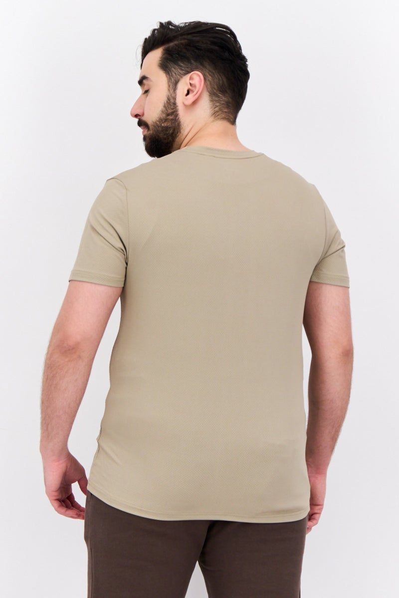 MOTION Men Sportswear Fit Short Sleeves Outdoor T-Shirt, Khaki  - Image 3