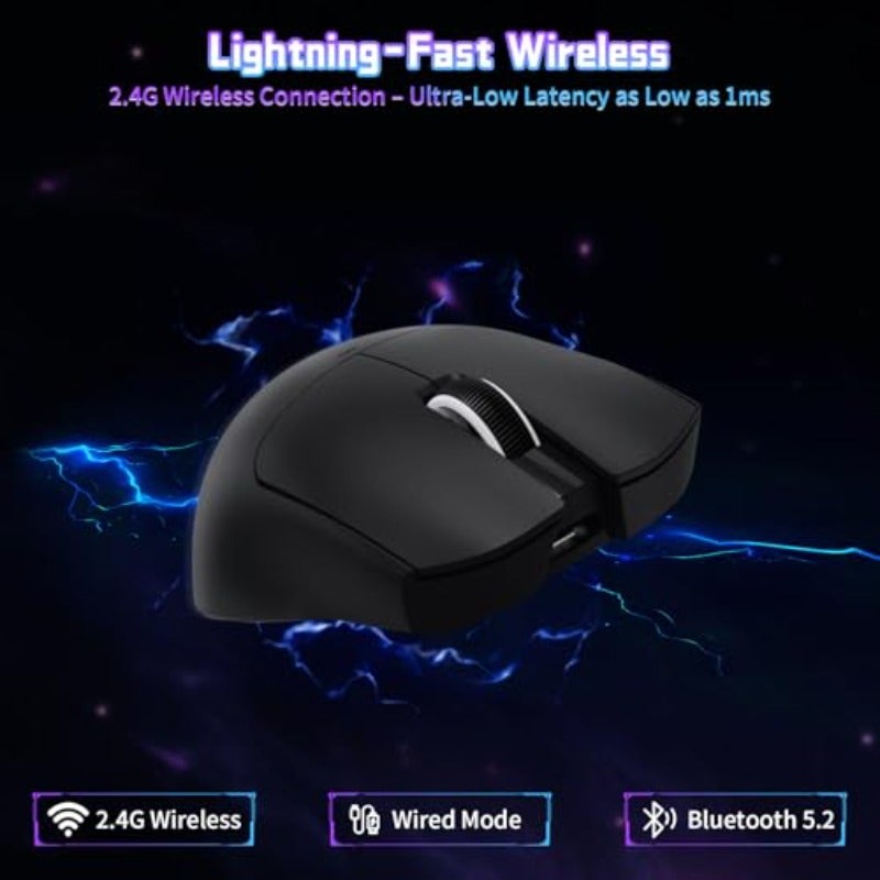 ATTACK SHARK X11SE Wireless Gaming Mouse 63g Superlight With PixArt PAW3311 Sensor 22000 DPI Tri-Mode BT 2.4Ghz Wired 1000Hz Polling rate 300mAh Battery Dual Driver for PC Xbox Mac Black - Image 4