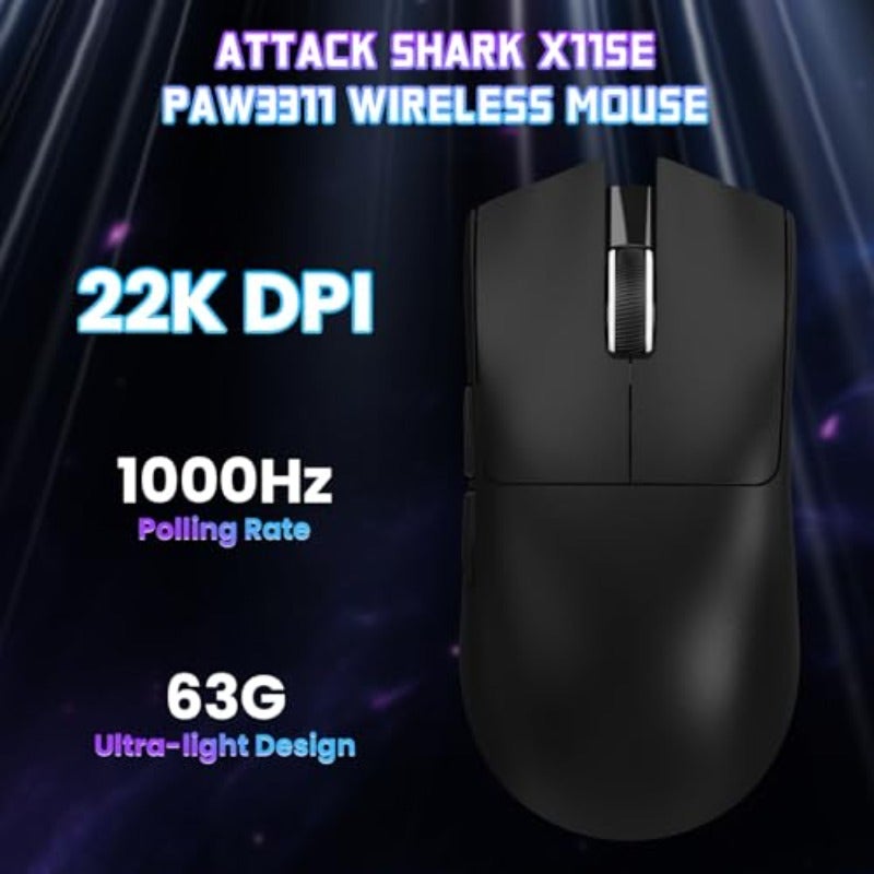 ATTACK SHARK X11SE Wireless Gaming Mouse 63g Superlight With PixArt PAW3311 Sensor 22000 DPI Tri-Mode BT 2.4Ghz Wired 1000Hz Polling rate 300mAh Battery Dual Driver for PC Xbox Mac Black - Image 3