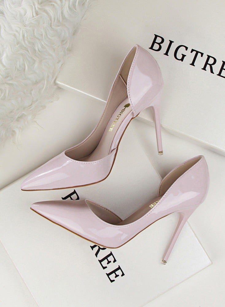 BIGTREE Women's Solid Color Fashionable Stiletto Pumps 10.5cm Elegant Gorgeous Closed Pointed Toe Slip On Solid High Heels Light Grey  - Image 3