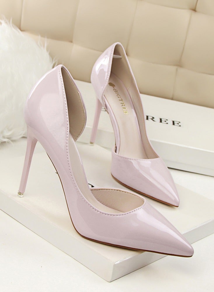 BIGTREE Women's Solid Color Fashionable Stiletto Pumps 10.5cm Elegant Gorgeous Closed Pointed Toe Slip On Solid High Heels Light Grey  - Image 2