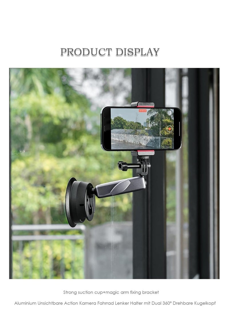 Suction Cup Mount for Go Pro, Action Camera with 360° Dual Head Ball, Car Suction Cup Holder Suction Cup Mount for Insta-360 X3 X2 Go3 Hero 12 11 10 9 8 Accessories, 1 Pcs - Image 2