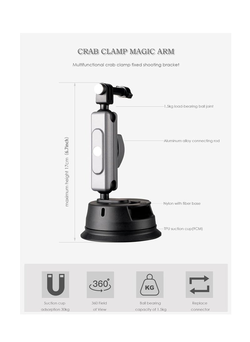 Suction Cup Mount for Go Pro, Action Camera with 360° Dual Head Ball, Car Suction Cup Holder Suction Cup Mount for Insta-360 X3 X2 Go3 Hero 12 11 10 9 8 Accessories, 1 Pcs - Image 3