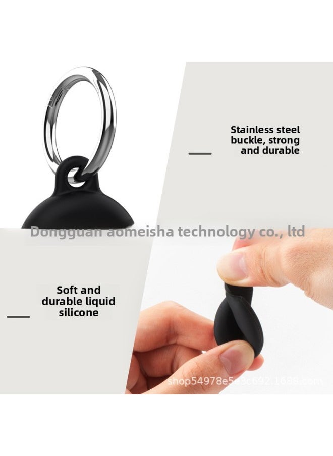 4-piece Set For Apple Airtag Tracker Anti-lost Device Locator All-inclusive Waterproof Keychain Protective Case-Color:Pink + Black OPP + OPP Bag