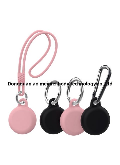 4-piece Set For Apple Airtag Tracker Anti-lost Device Locator All-inclusive Waterproof Keychain Protective Case-Color:Pink + Black OPP + OPP Bag