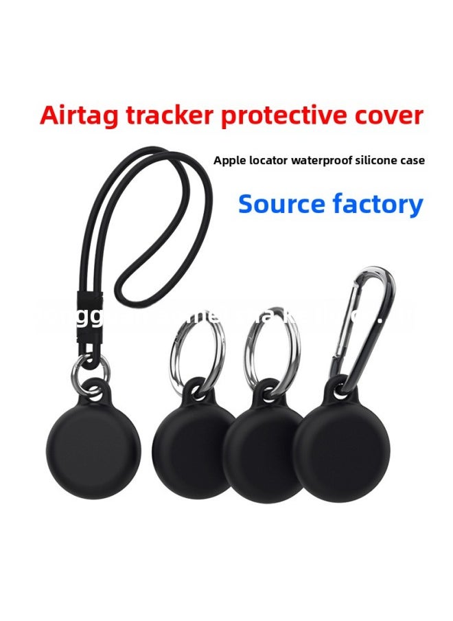 4-piece Set For Apple Airtag Tracker Anti-lost Device Locator All-inclusive Waterproof Keychain Protective Case-Color:Pink + Black OPP + OPP Bag