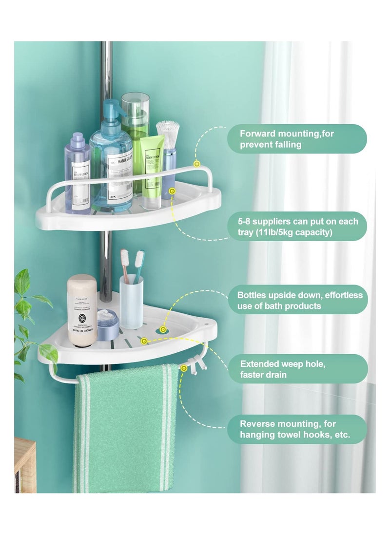 XICEN 4 Layer Corner Shower Caddy, Adjustable Shower Shelf, Constant Tension Stainless Steel Pole Organizer, Rustproof 3.3 to 9.8ft