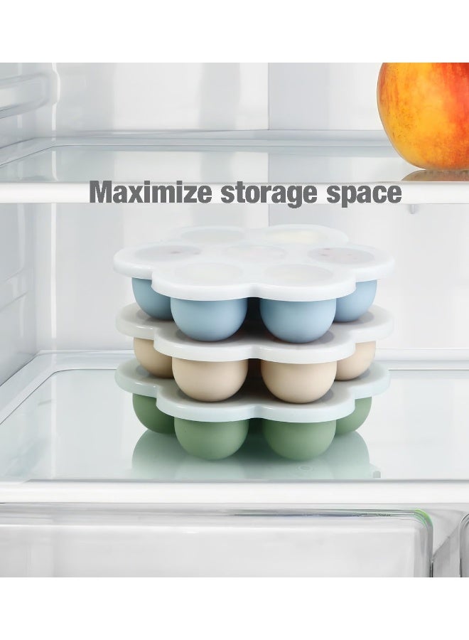 PandaEar 3 Pack Baby Food Freezer Tray with Lids, Silicone Baby Fruit Food Feeder Teether Tray, Baby Food Storage Container Ice Cube Tray Maker for Homemade Baby Food - Image 2