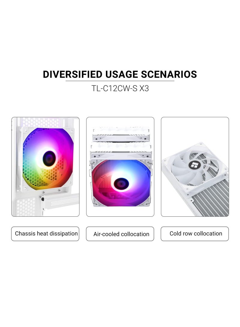 White ARGB CPU Fan for Computer Case or CPU, 120mm Silent Computer Cooling Fan 4pin PWM Computer Cooling Fan with S-FDB Bearing Included, up to 1500RPM Cooling Fan for Case  CPU Cooler - Image 3