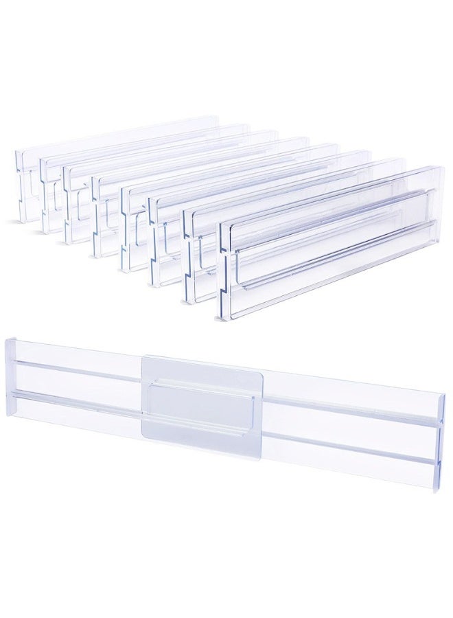Walpck 8PCS Adjustable Drawer Dividers, Expandable from 10.83-20.47" Kitchen Drawer Organizer Clear Plastic Drawers Separators for Kitchen Utensils, Tools, Clothing, Socks, Dresser - Image 1