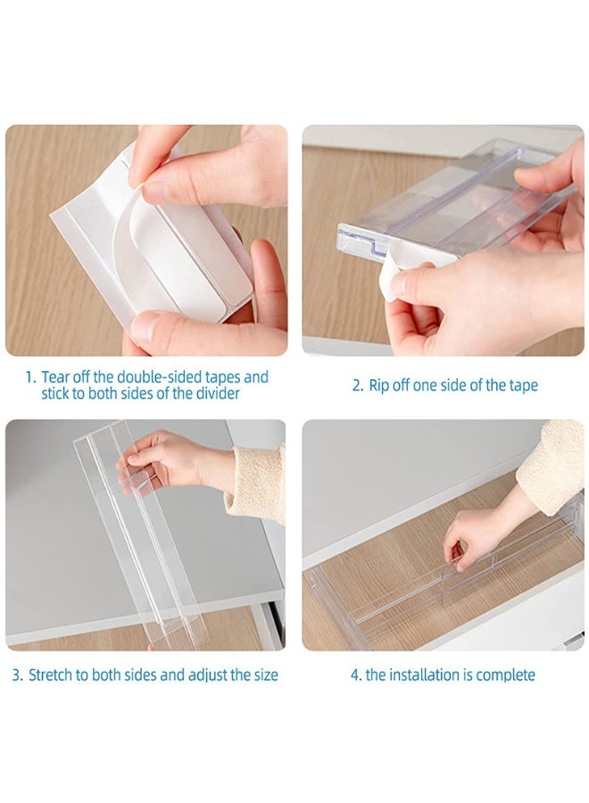 Walpck 8PCS Adjustable Drawer Dividers, Expandable from 10.83-20.47" Kitchen Drawer Organizer Clear Plastic Drawers Separators for Kitchen Utensils, Tools, Clothing, Socks, Dresser - Image 5