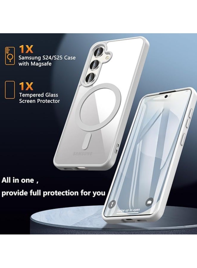 wexon for Samsung S25 Case, Compatible with MagSafe, Magnetic Back Shockproof Cover with Strong Magnet, Slim Thin Full Protection Phone Case for Galaxy S25 (Grey) - Image 3