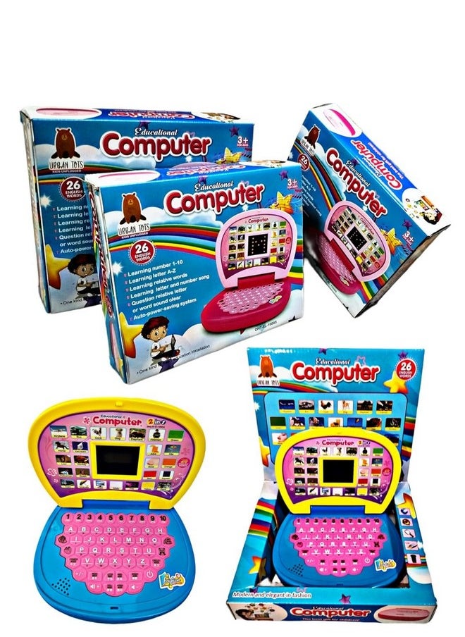 MKY MKY Baby Educational Learning Kids Laptop Computer with Screen Sound for Kids, Children’s, Girls & Boys, Fun Toy for Kids, 3 4 5 6 7 + Years Old, (Bule & Yellow) Pack of 1  - Image 1
