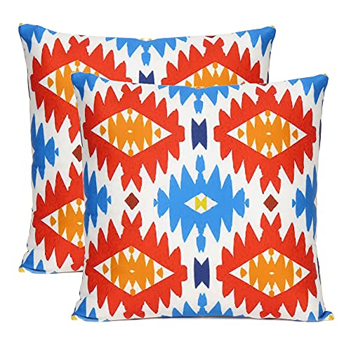 Oussum Soft & Comfortable Abstract Pattern Square Cushion Sofa Cushion Case Pillow Covers Throw for Home Decoration Set of 2 (16 x 16, Red & Blue) - Image 1