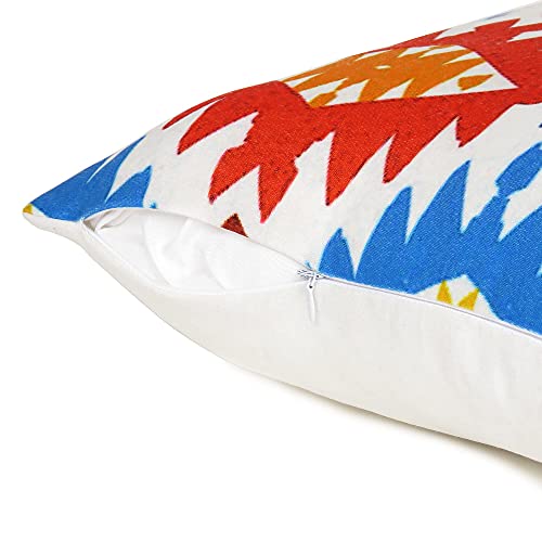 Oussum Soft & Comfortable Abstract Pattern Square Cushion Sofa Cushion Case Pillow Covers Throw for Home Decoration Set of 2 (16 x 16, Red & Blue) - Image 4
