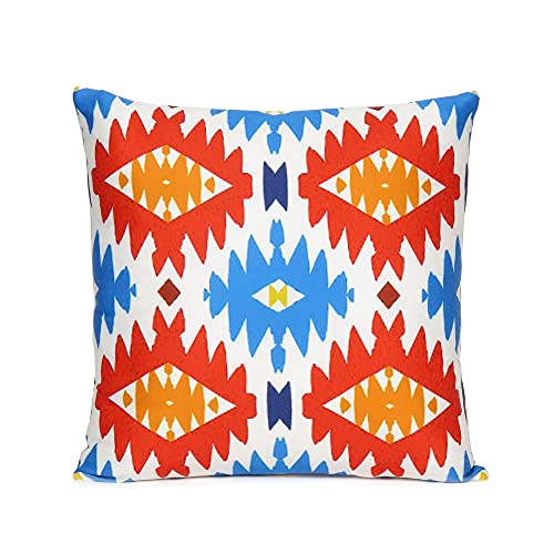 Oussum Soft & Comfortable Abstract Pattern Square Cushion Sofa Cushion Case Pillow Covers Throw for Home Decoration Set of 2 (16 x 16, Red & Blue) - Image 2