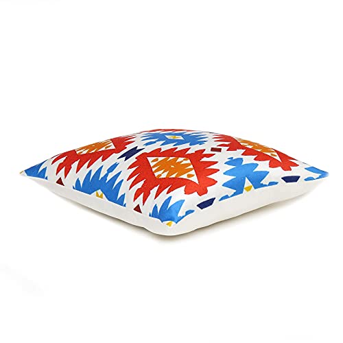 Oussum Soft & Comfortable Abstract Pattern Square Cushion Sofa Cushion Case Pillow Covers Throw for Home Decoration Set of 2 (16 x 16, Red & Blue) - Image 3