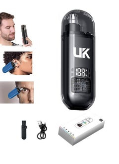 UK PRO Portable Multi-function Electric Nose Hair Trimmer USB Rechargeable Nose Hair Trimmer Unisex 2 in 1 Painless Facial Hair Trimmer with Lcd Display Black  - Image 1