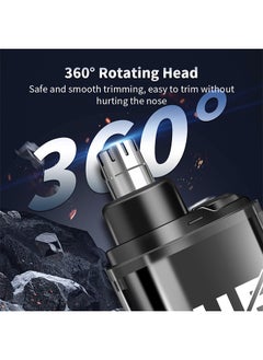 UK PRO Portable Multi-function Electric Nose Hair Trimmer USB Rechargeable Nose Hair Trimmer Unisex 2 in 1 Painless Facial Hair Trimmer with Lcd Display Black  - Image 4
