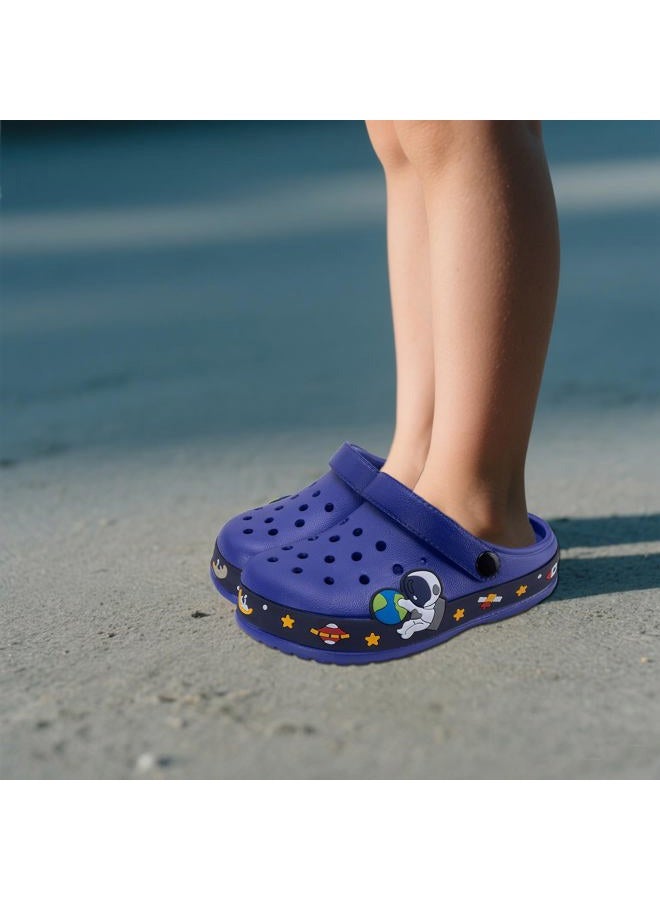 XPKWS Kids Clogs Boys Girls Garden Shoes Cartoon Slide Beach Slippers Quick Dry, Navy, 7 Wide Toddler - Image 3