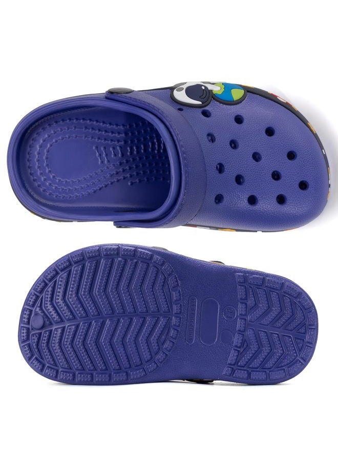 XPKWS Kids Clogs Boys Girls Garden Shoes Cartoon Slide Beach Slippers Quick Dry, Navy, 7 Wide Toddler - Image 4