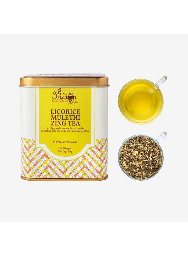 The Indian Chai - Licorice Mulethi Zing Tea 30 Pyramid Tea Bags with Spearmint for Immunity and Stress - Image 3