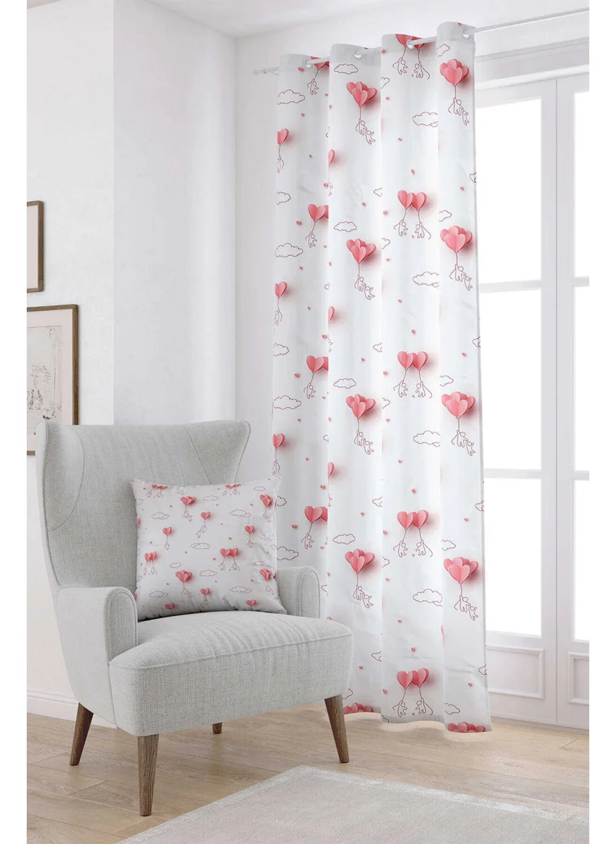 Cango Home White Pink Modern Valentine's Day Themed Digital Printed Curtain CGH996-PR