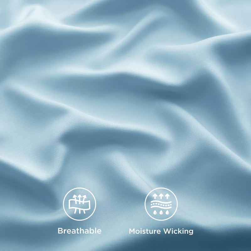 Bedsure Queen Sheet Set, Rayon Derived from Bamboo, Cooling Sheets, Breathable & Soft, Deep Pocket Up to 16 Inches, Hotel Luxury Silky Bedding for Hot Sleepers, Aqua - Image 5