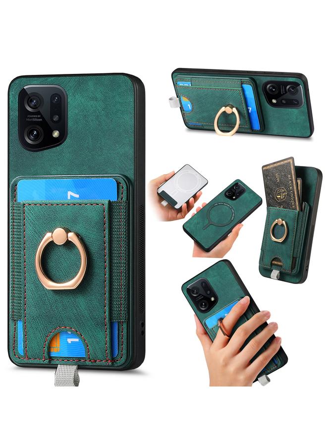 S-TOP Case For OPPO Find X5 Retro Splitable Magnetic Card Bag Leather Phone Case - Image 1