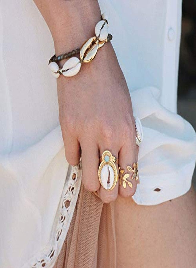 Softones 2Pcs Beach Shell Bracelet Anklet Set for Women Summer Handmade Bracelets Ankle Bracelet Adjustable - Image 4