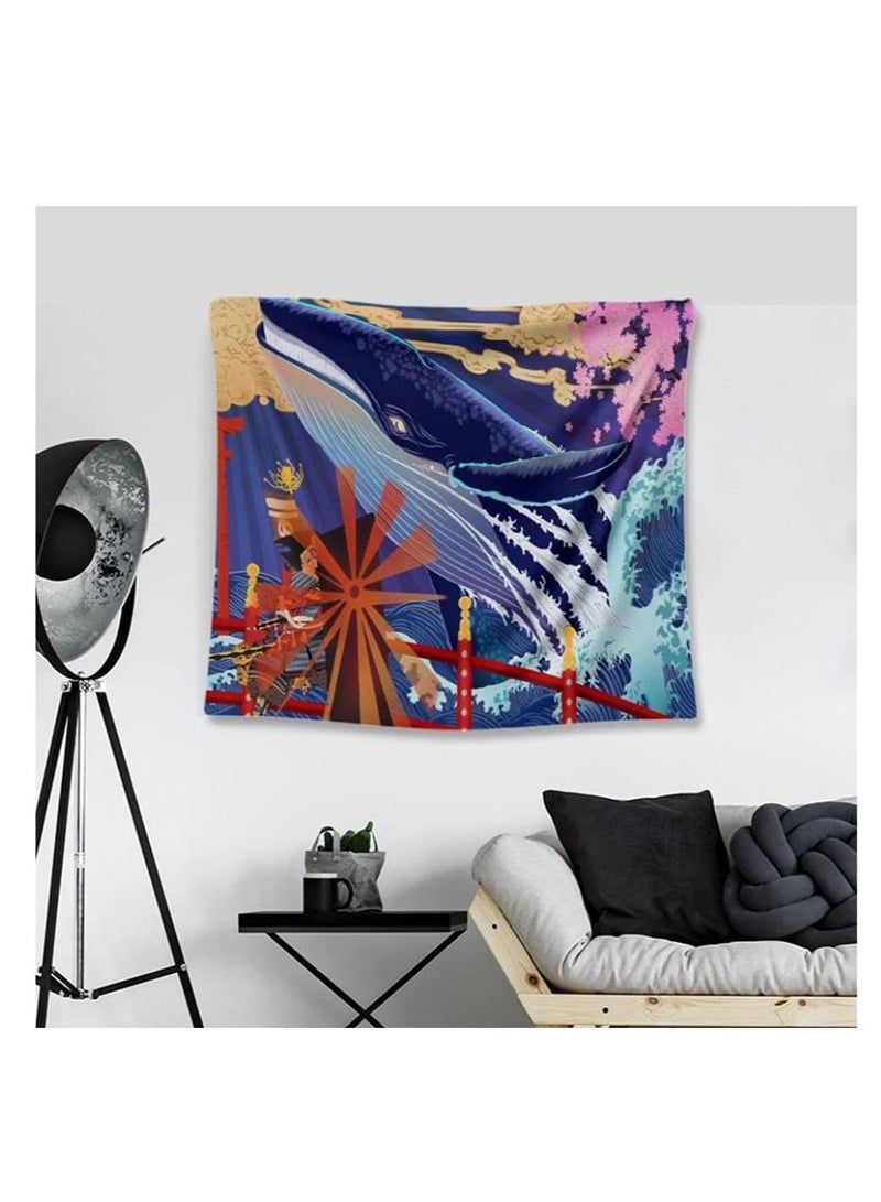 Captaintech Whale Tapestry, Great Wave Wall Hanging, Nordic Style Psychedelic Tapestry for Bedroom Wall Decor 150*130cm - Image 2
