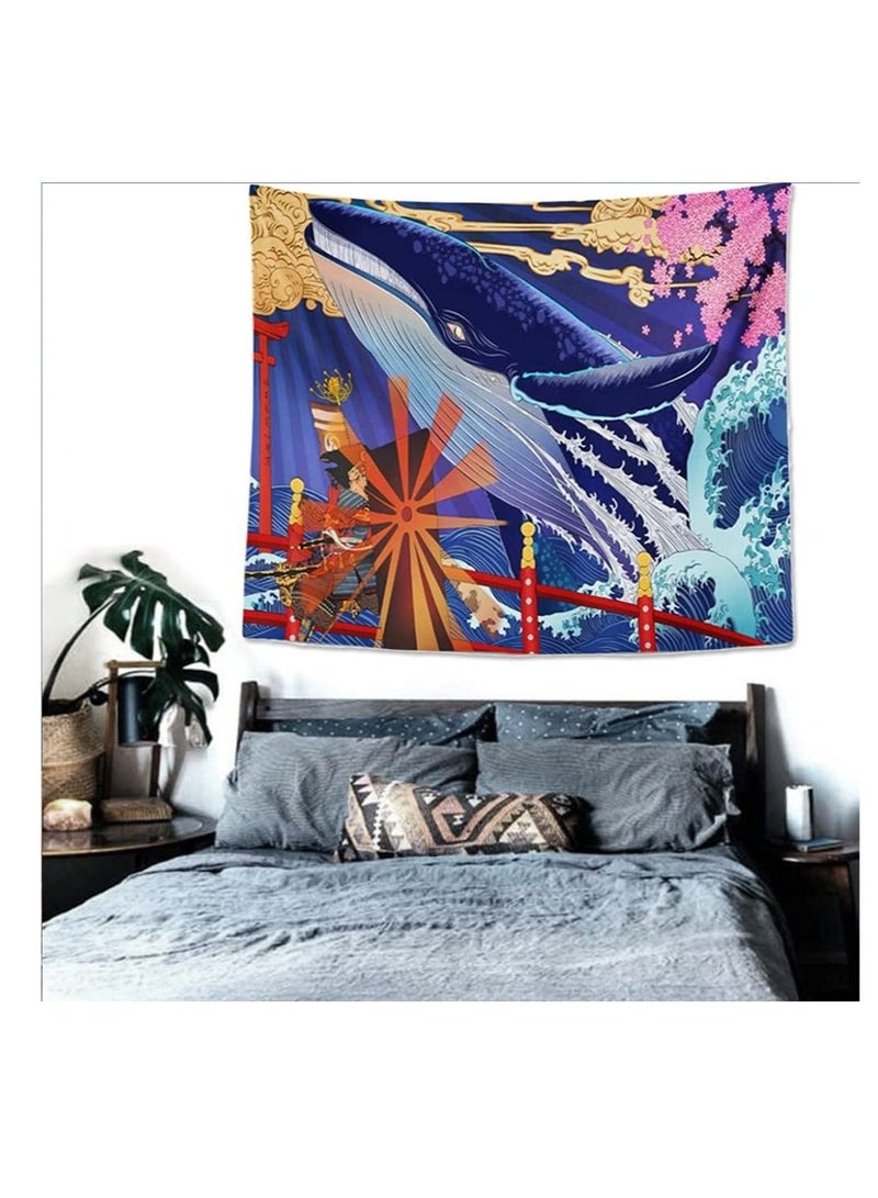 Captaintech Whale Tapestry, Great Wave Wall Hanging, Nordic Style Psychedelic Tapestry for Bedroom Wall Decor 150*130cm - Image 5