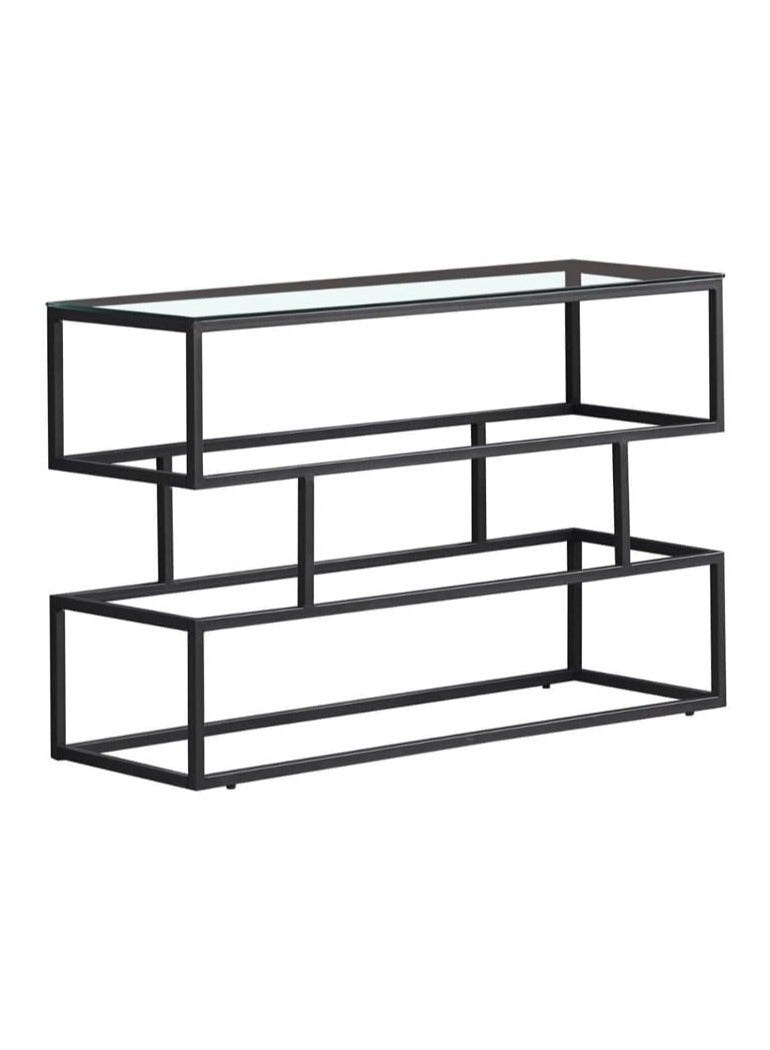 LINGWEI Modern Metal Console Table with Clear Glass Shelves Narrow Entryway Table For Living Room Foyer Bedroom Industrial Hallway Sofa Table Stylish TV Stand & Dressing Table - Image 2