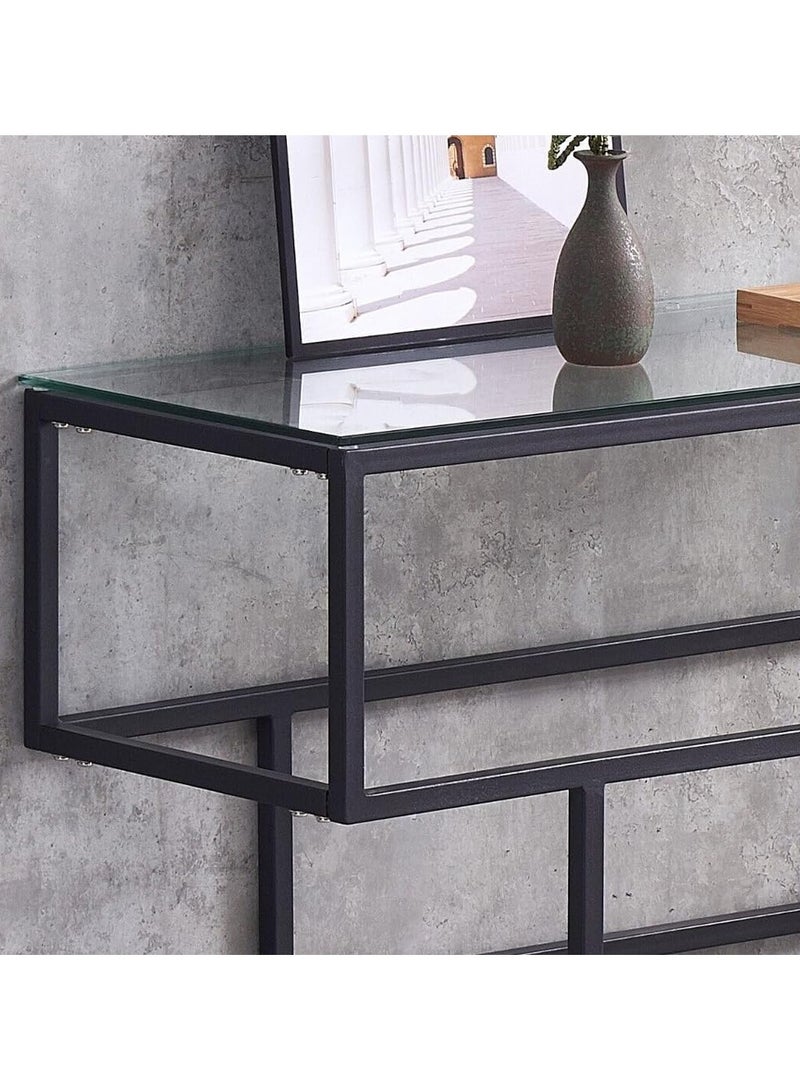 LINGWEI Modern Metal Console Table with Clear Glass Shelves Narrow Entryway Table For Living Room Foyer Bedroom Industrial Hallway Sofa Table Stylish TV Stand & Dressing Table - Image 5