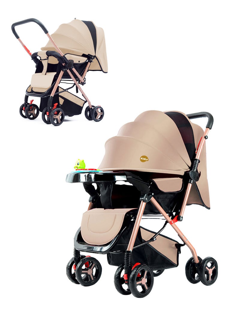 GOOTOY Baby Stroller With Two-way Push, can sit or lie down, Travel Stroller With Extra Large Sleeping Basket  - Image 2