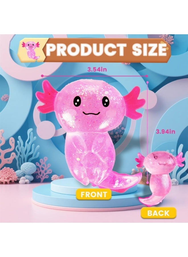 GIOIO Axolotl Squishy Stress Relief Toy Glitter Fidget Toys Cute Malt Sugar Axolotl Toy Fidget Toys Adults Fidget Toy for Kids Youth Adult, Party Favors Anxiety Relief Squishy Toys(Pink) - Image 3