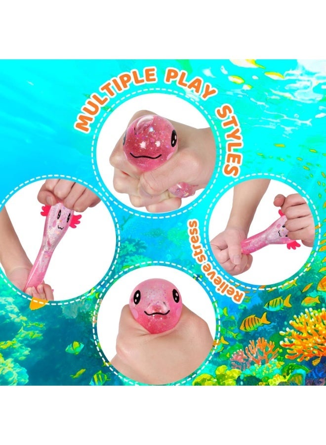GIOIO Axolotl Squishy Stress Relief Toy Glitter Fidget Toys Cute Malt Sugar Axolotl Toy Fidget Toys Adults Fidget Toy for Kids Youth Adult, Party Favors Anxiety Relief Squishy Toys(Pink) - Image 2