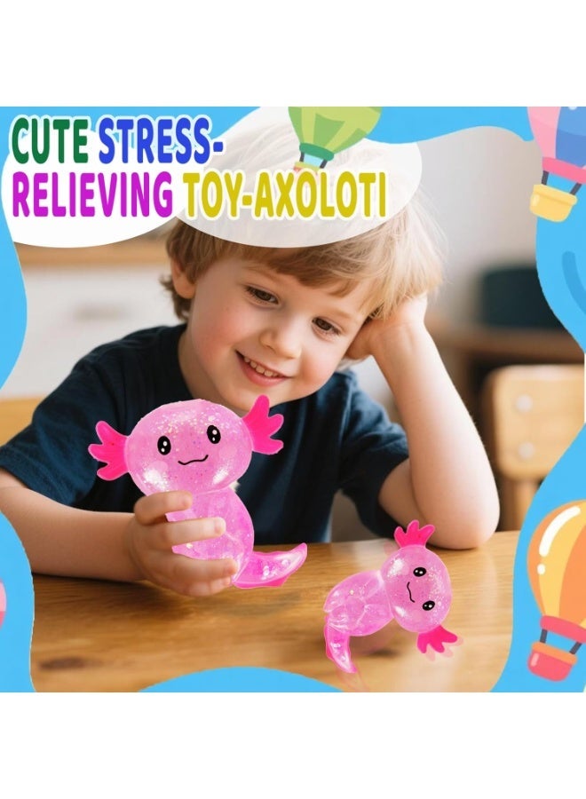 GIOIO Axolotl Squishy Stress Relief Toy Glitter Fidget Toys Cute Malt Sugar Axolotl Toy Fidget Toys Adults Fidget Toy for Kids Youth Adult, Party Favors Anxiety Relief Squishy Toys(Pink) - Image 5