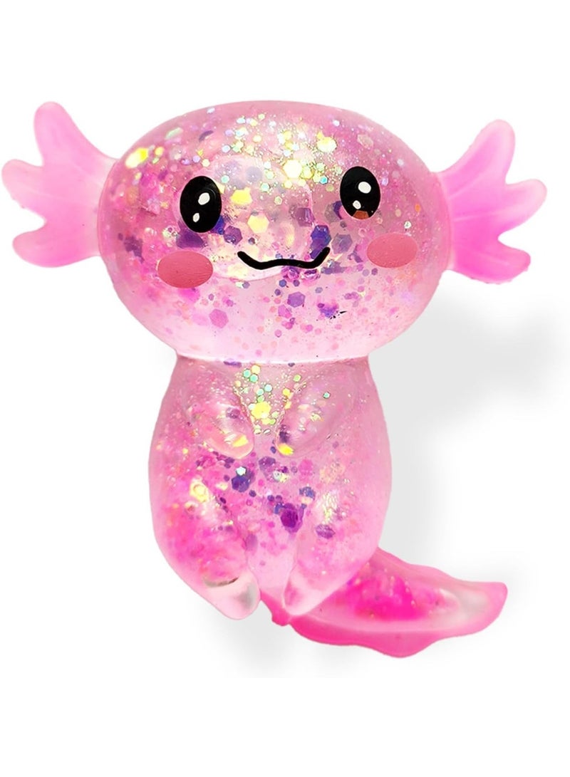GIOIO Axolotl Squishy Stress Relief Toy Glitter Fidget Toys Cute Malt Sugar Axolotl Toy Fidget Toys Adults Fidget Toy for Kids Youth Adult, Party Favors Anxiety Relief Squishy Toys(Pink) - Image 1
